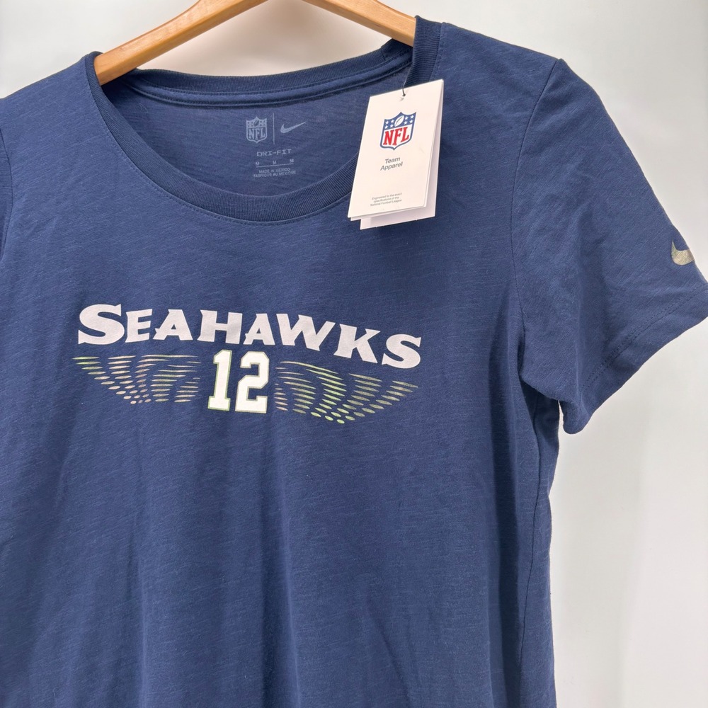 Nike‎ Seattle Seahawks T-Shirt Womens Med Navy Blue 12 Graphic NWT NFL Fan Gear